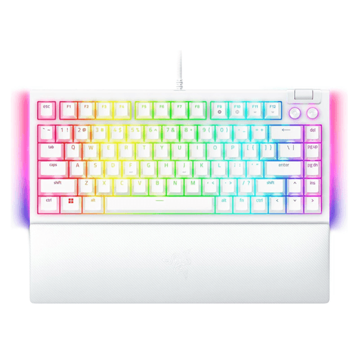Teclado Gamer Razer BlackWidow V4 75% mecánico Orange Switch US Chroma, con luces, blanco