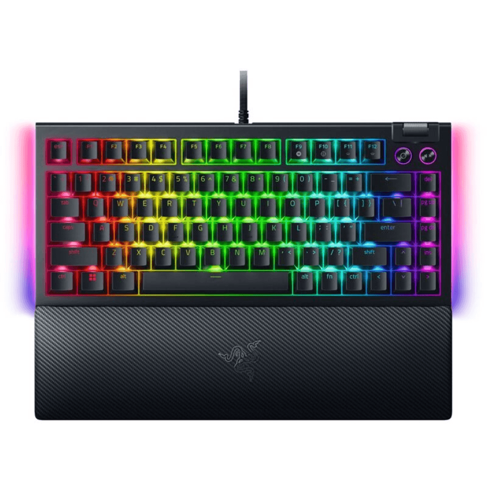 Imagen 1 del producto Teclado gamer alámbrico Razer BlackWidow V4, conexión USB Tipo-C, 75% mecánico, idioma inglés, Chroma RGB, Orange Switch, negro