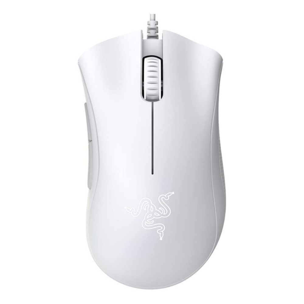 Mouse gamer Razer DeathAdder Essential alámbrico, conexión usb, 6400 DPI, luz verde, sensor óptico, blanco