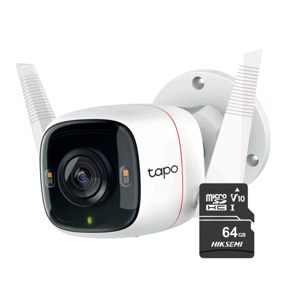 Cámara de seguridad Tapo C320WS 2K 4MP para exterior + Micro SD 64GB, Wi-fi, visión nocturna, blanco