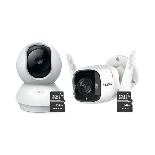 Kit de cámara de seguridad Tapo C210 2K 360° + Tapo C310 2K, blanco+ Micro SD 64GB
