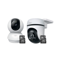 Kit de cámara de seguridad 2K Tapo C210 360° + Tapo C510W + Micro SD 128gb, IP65, alarma, blanco