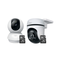 Kit de cámara de seguridad 2K Tapo C210 360°+ Tapo C510W + Micro SD 64GB, visión nocturna a color, blanco