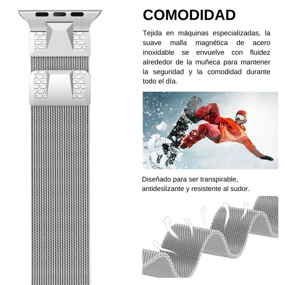 Imagen 2 del producto Correa de acero inoxidable para Apple Watch Milanese Loop Ultra, magnética, plateado