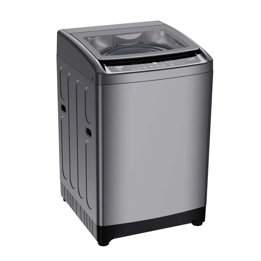 Lavadora Oster OS-PWSMD19WBSI carga superior, 19 kg, 600W, A+, acero inoxidable, negro