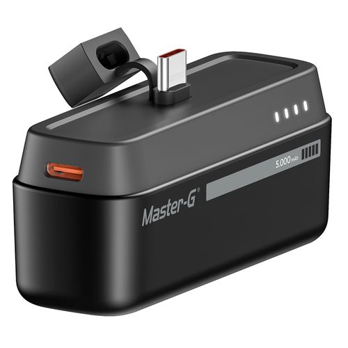 Cargador portátil compacto, batería de litio, 5000 mAh, puerto Tipo C con Power Delivery 3A, negro