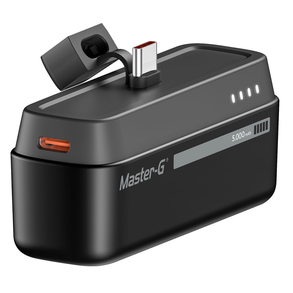 Cargador portátil compacto, batería de litio, 5000 mAh, puerto Tipo C con Power Delivery 3A, negro