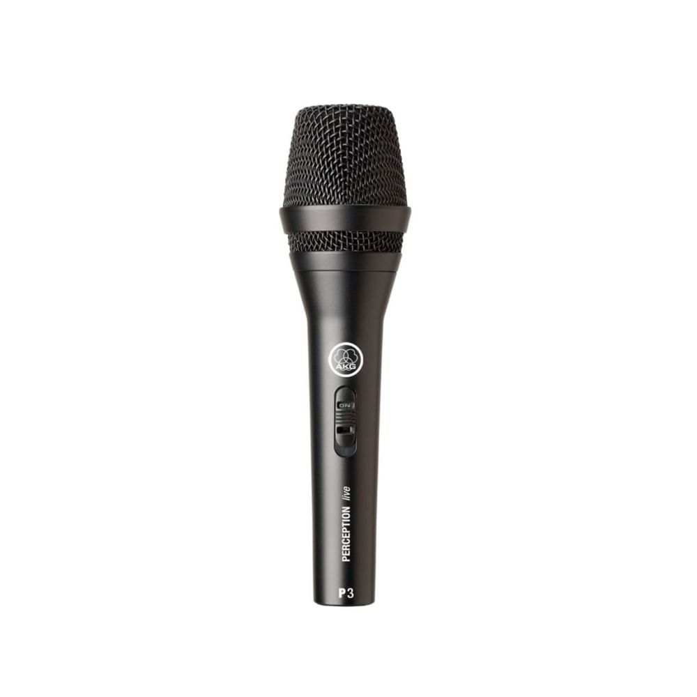 Micrófono AKG P3S dinámico de alto rendimiento, conexión XLR, interruptor, 144 dB, negro