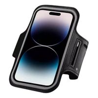 Brazalete portacelular Roadtrip para correr, compatible con dispositivos iPhone y Galaxy hasta 6.7”, correa ajustable, con bolsillo para llaves, negro