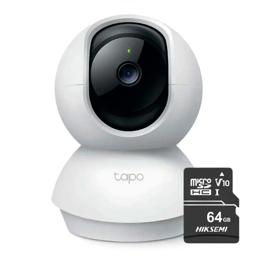 Cámara de seguridad Tapo C210 2K + Micro SD 64gb, 360°, bidireccional, visión nocturna, blanco