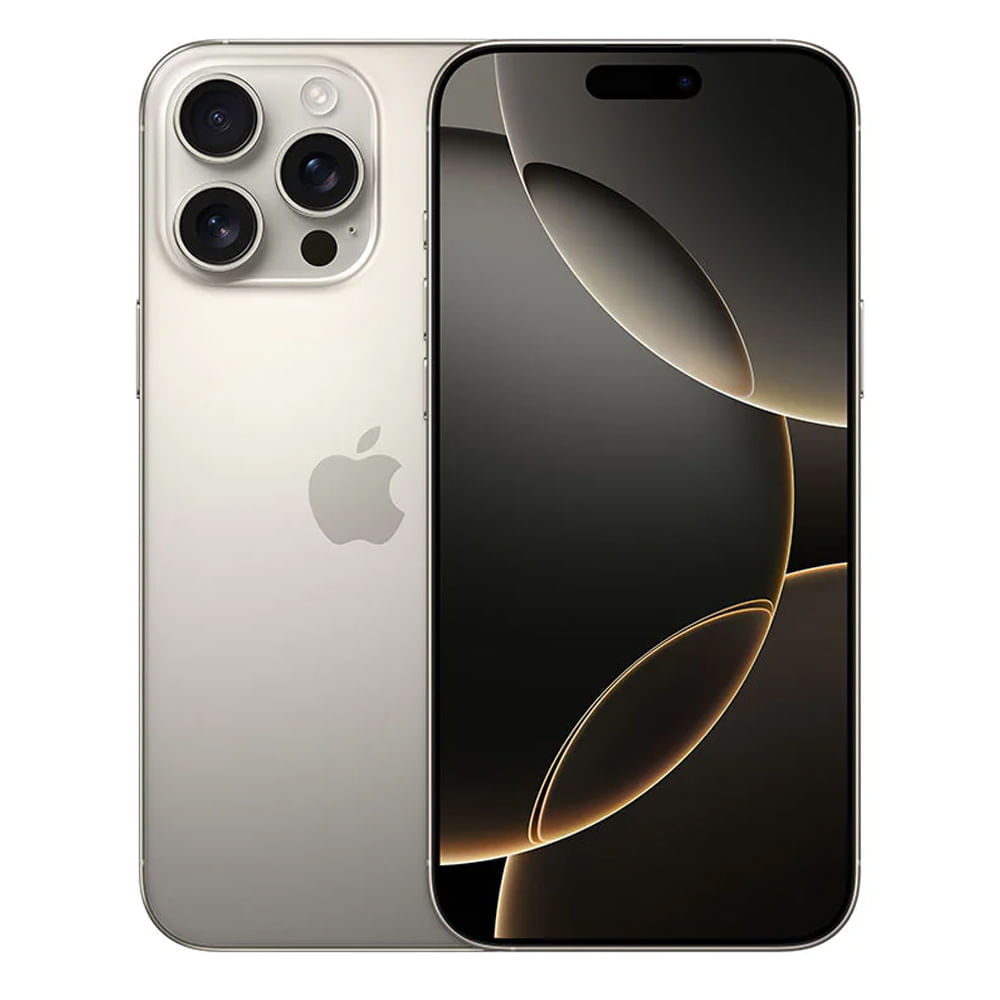 iPhone 16 Pro Max c/CHIP 5G 256GB, 8GB RAM, cámara principal 48MP + 48MP + 12MP, frontal 12MP, 6.9", Natural-Titanium