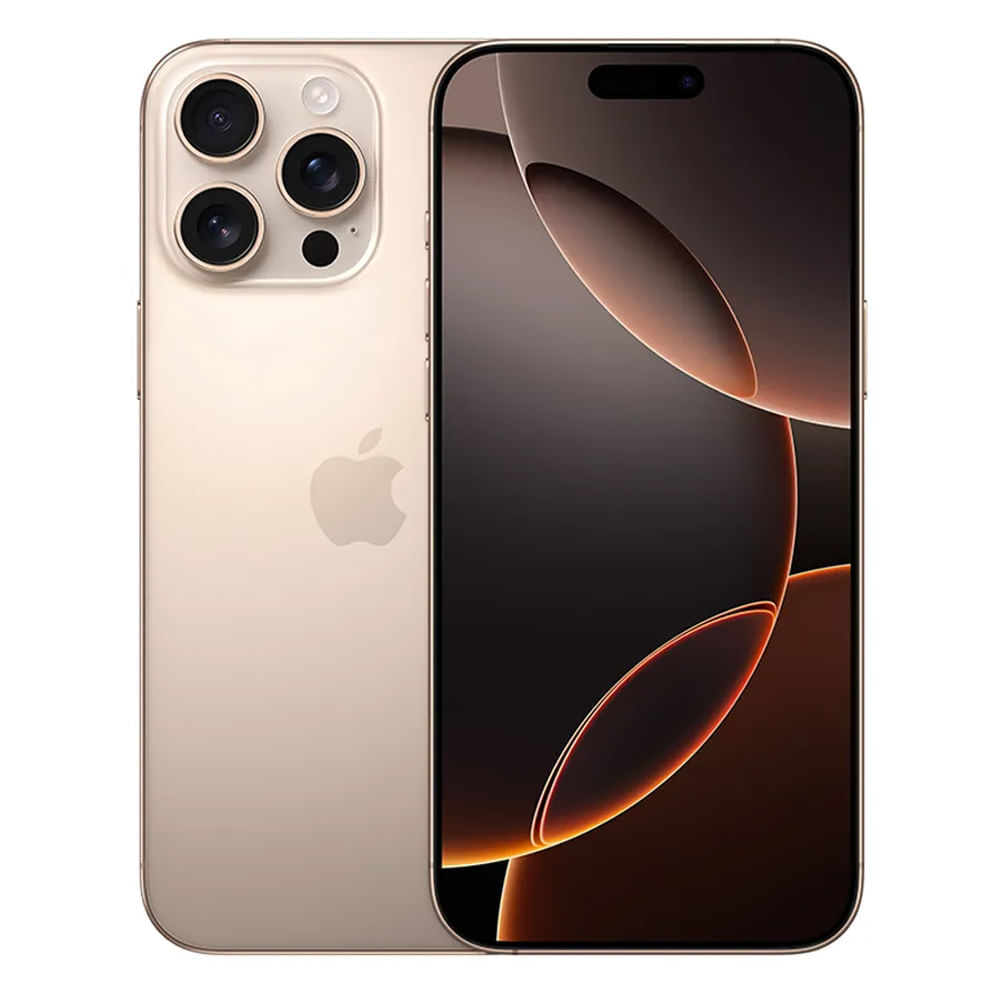 iPhone 16 Pro Max c/CHiP 5G 256GB, 8GB RAM, cámara trasera 48MP y frontal 12MP, 6.9", Desert-Titanium