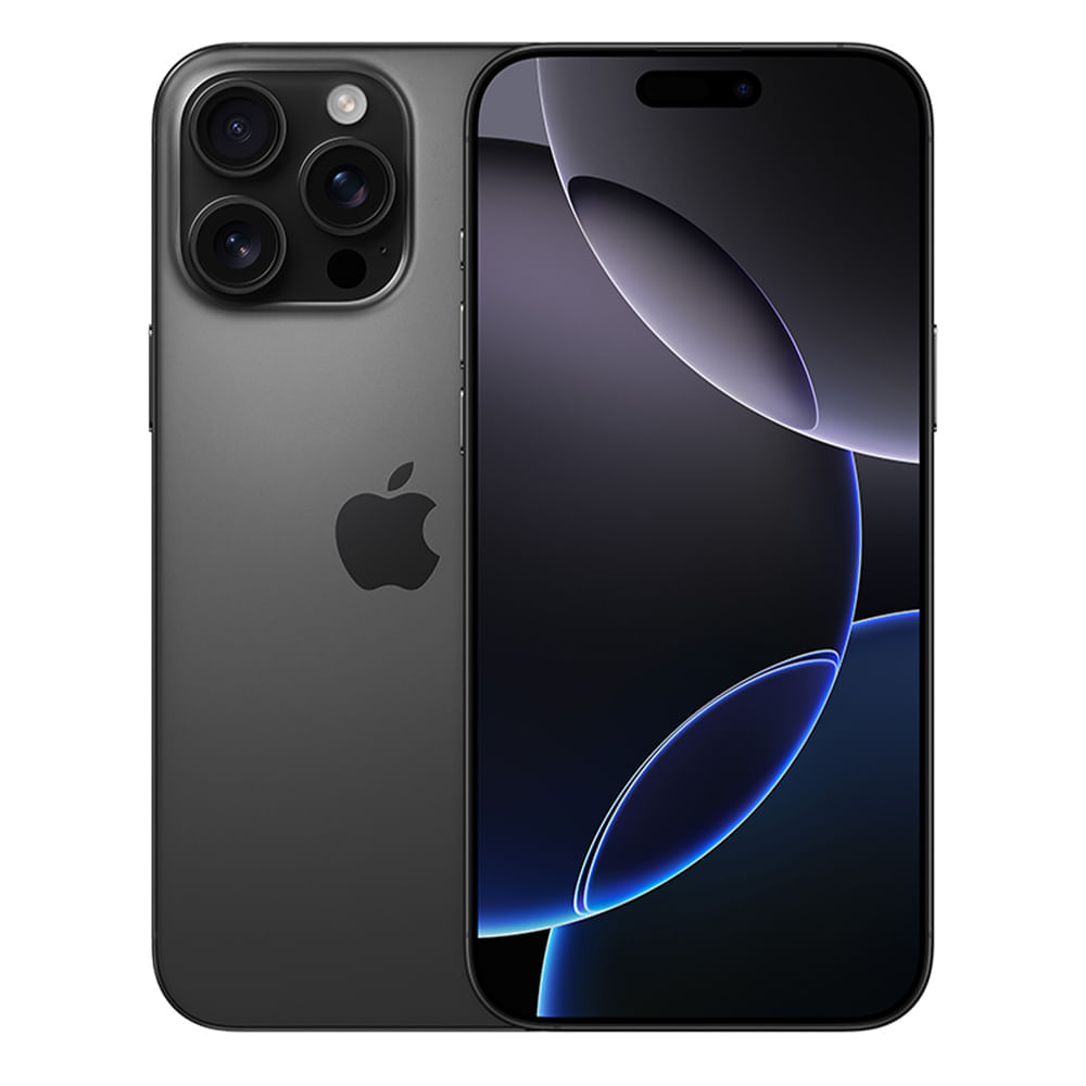 iPhone 16 Pro Max c/CHIP 5G 256GB, 8GB RAM, cámara principal 48MP + 48MP + 12MP, frontal 12MP, 6.9", Black-Titanium
