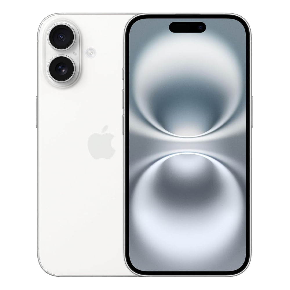 iPhone 16 c/CHIP 5G 128GB, 8GB RAM, cámara principal 48MP + 12MP, frontal 12MP, 6.1", blanco