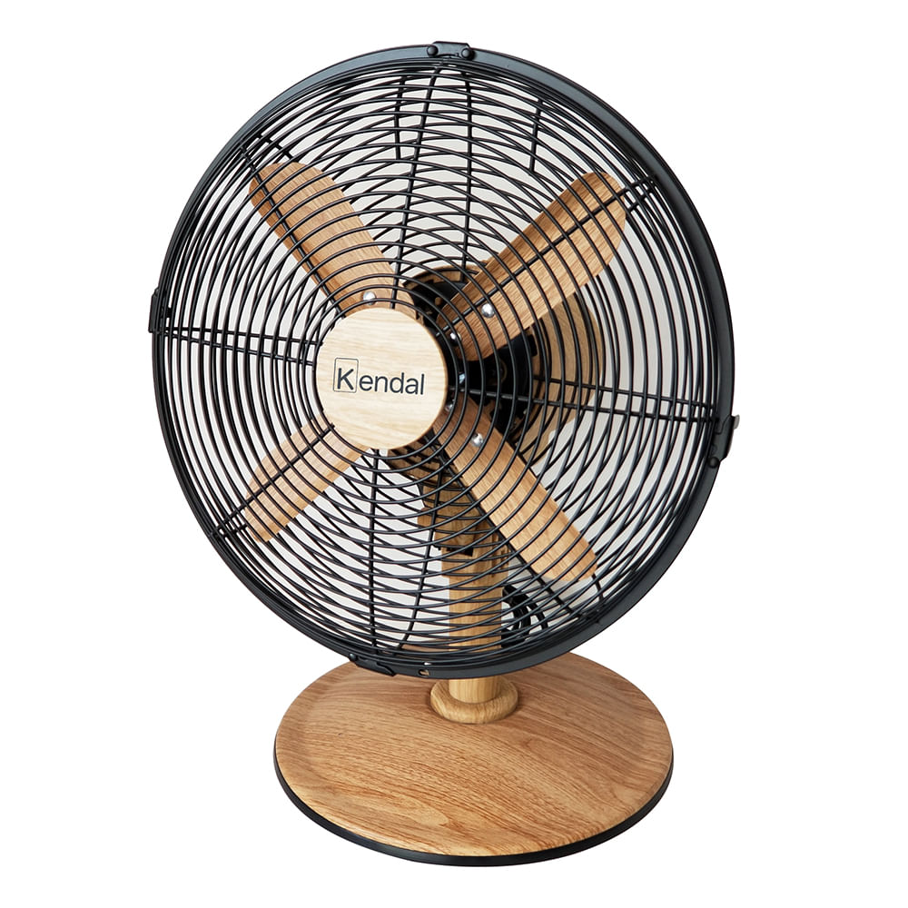 Ventilador de mesa Kendal 12", 45w, 4 aspas, madera