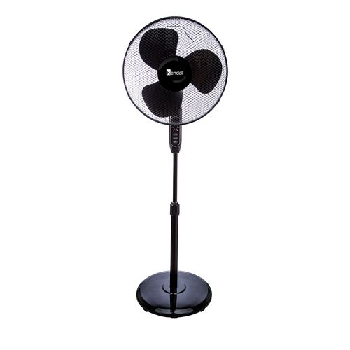 Ventilador de pie Kendal 16", 3 velocidades, temporizador, negro