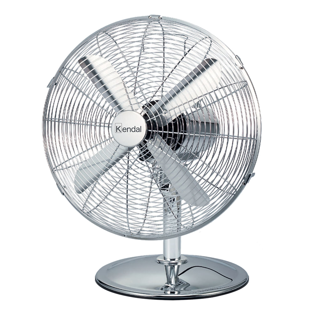 Ventilador de mesa Kendal, 60w, 4 aspas, 3 velocidades, plateado