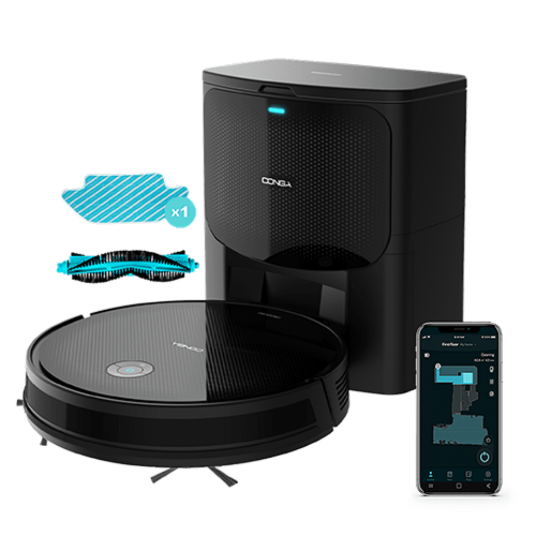 Robot aspirador Conga 2499 Ultra Home Advanced, 2100Pa, 6 modos de limpieza, 160 min de autonomía, negro