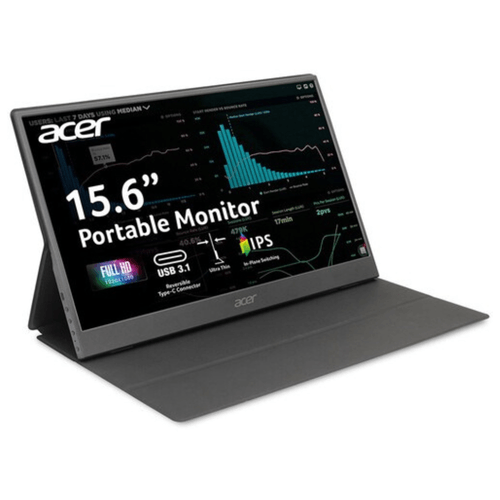 Monitor portátil Acer PM161Q de 15.6", IPS, Full HD, 5 ms, 1x mini HDMI 1x USBC, negro
