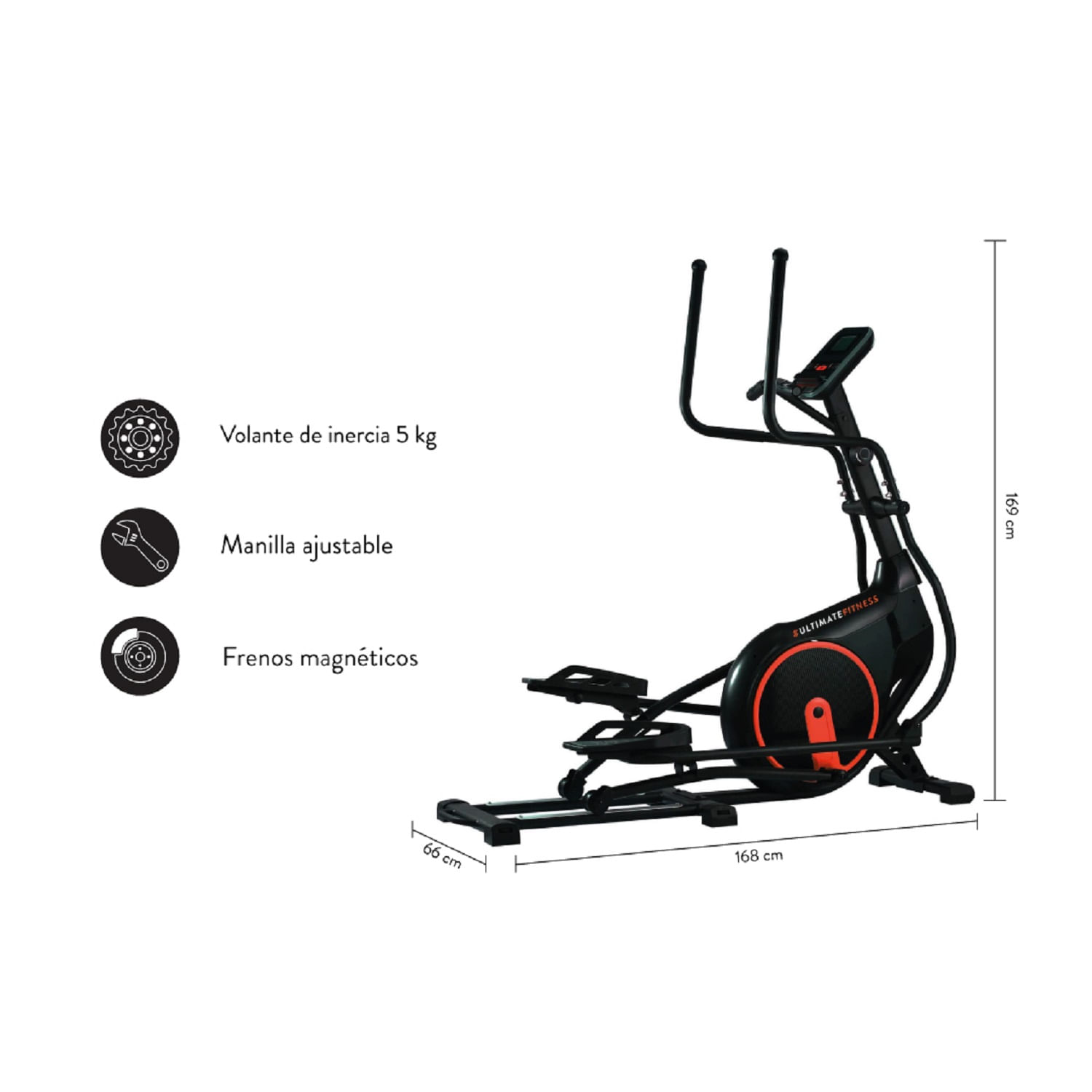 Imagen 2 del producto Elíptica T800 Pro magnética, 8 niveles de resistencia, diseño ergonómico, negro
