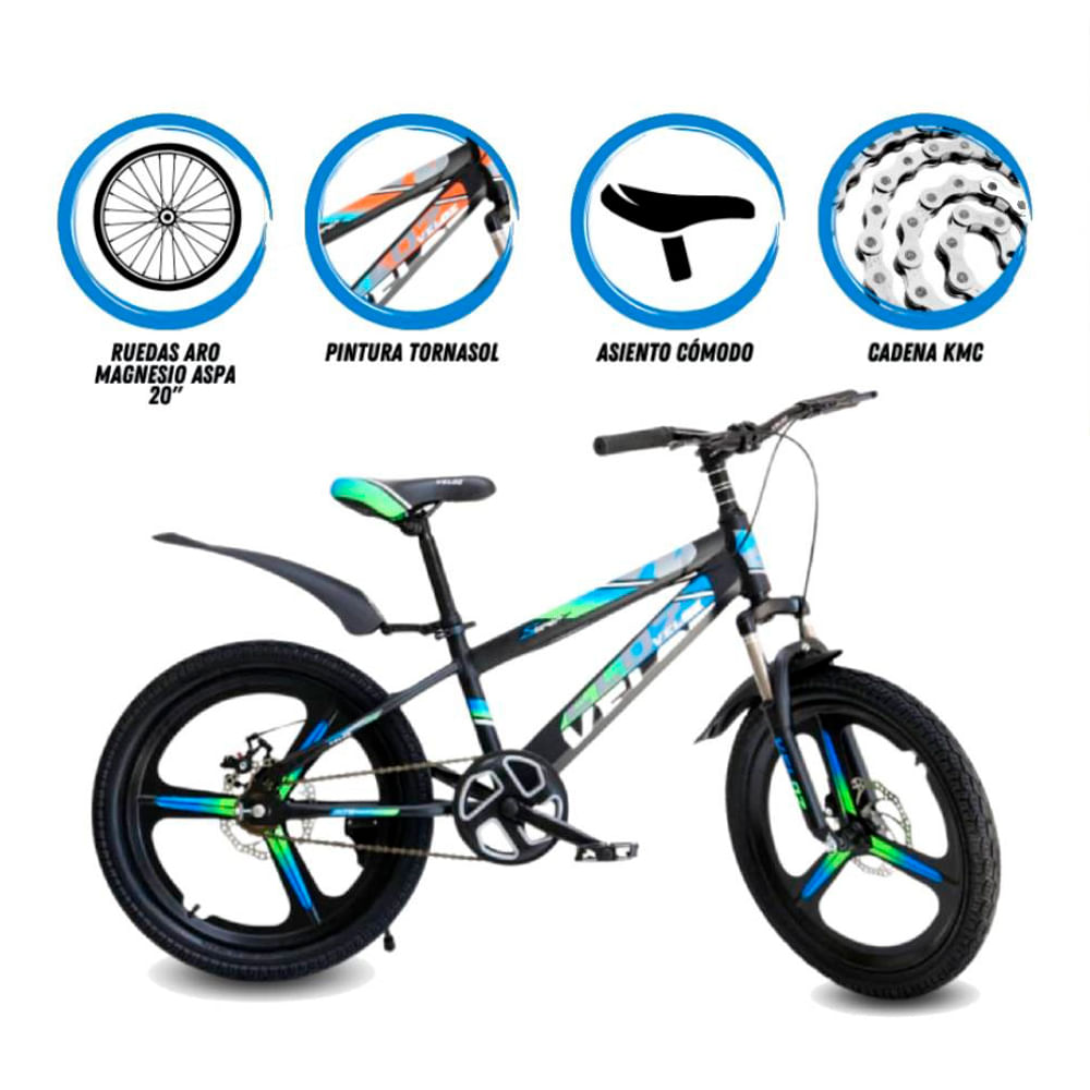 Imagen 2 del producto Bicicleta Veloz New para niño aro 20"", aros de magnesio, llantas de kevlar, azul