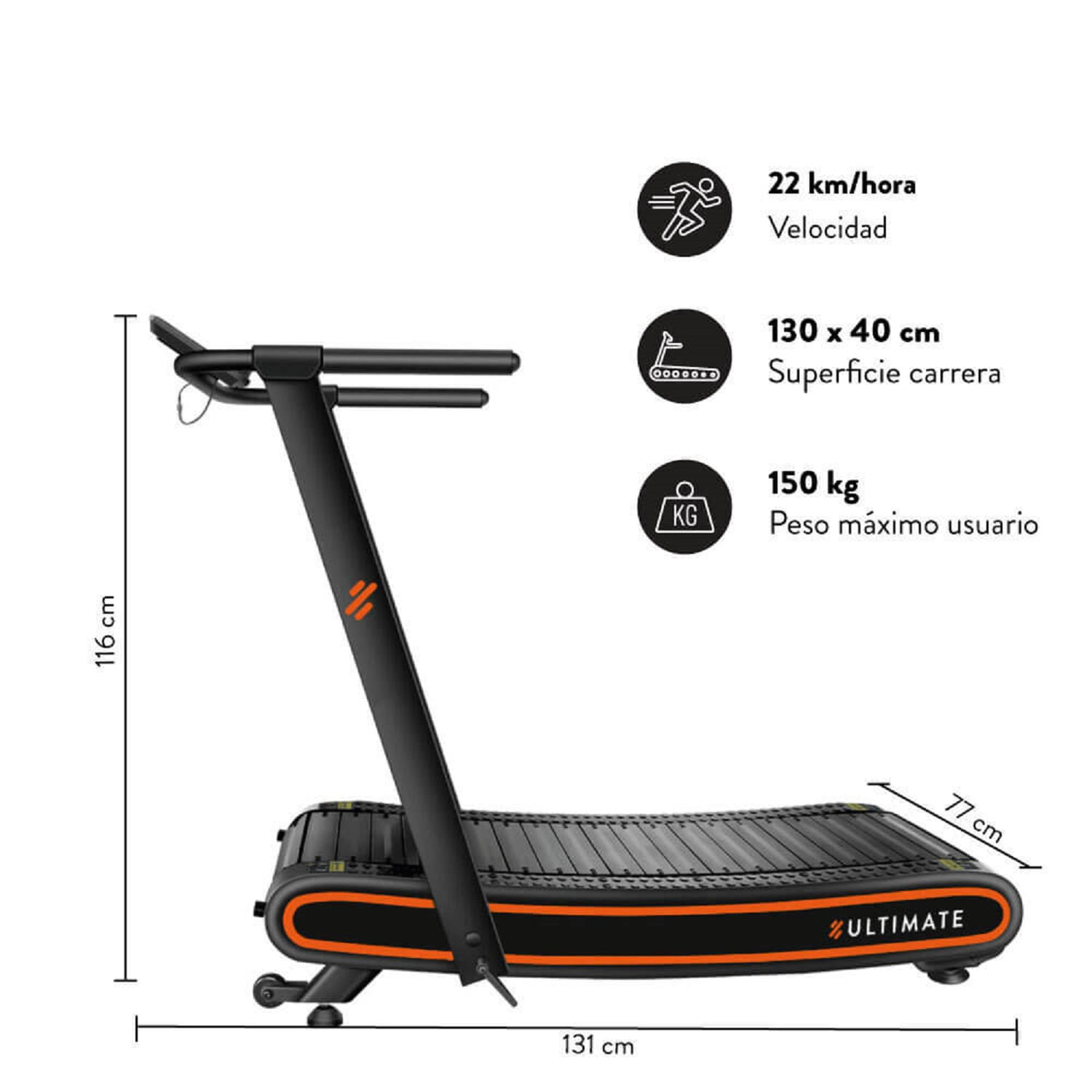 Imagen 2 del producto Trotadora curva C300, velocidad máx. 22km, panel digital, negro