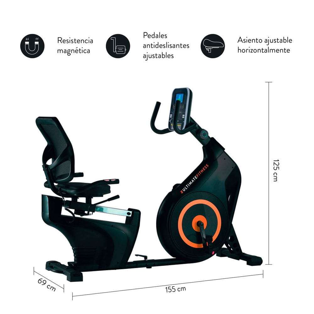 Imagen 2 del producto Bicicleta estática R800 Pro, monitor, magnética, asiento de PU, negro