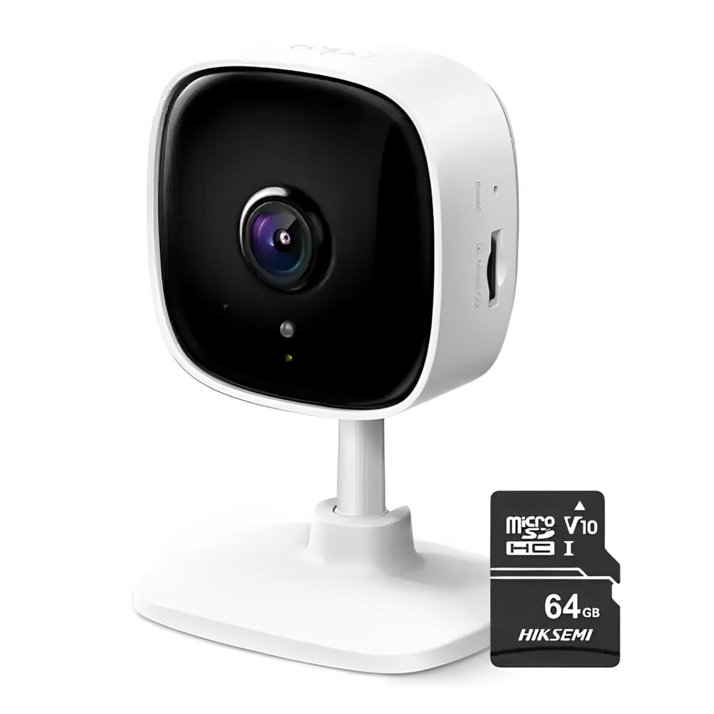 Cámara de seguridad Tapo C110 2K + Micro SD 64GB, resolución 3MP, visión nocturna, control desde la app Tapo, blanco