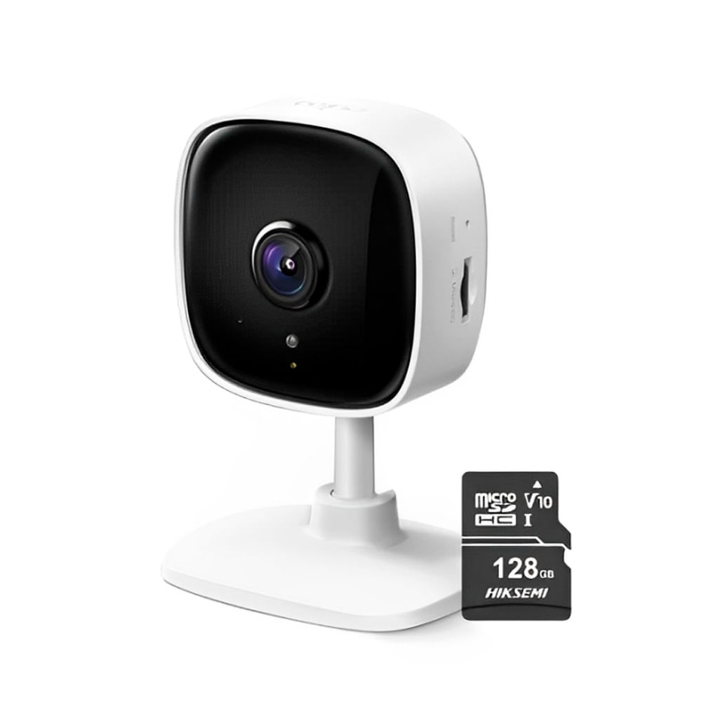 Cámara de seguridad Tapo C110 2K + Micro SD 128gb, audio bidireccional, visión nocturna, blanco