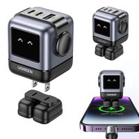 Cargador UGREEN Robot Nexode, 65W, puerto Tipo C, pantalla LED inteligente, gris