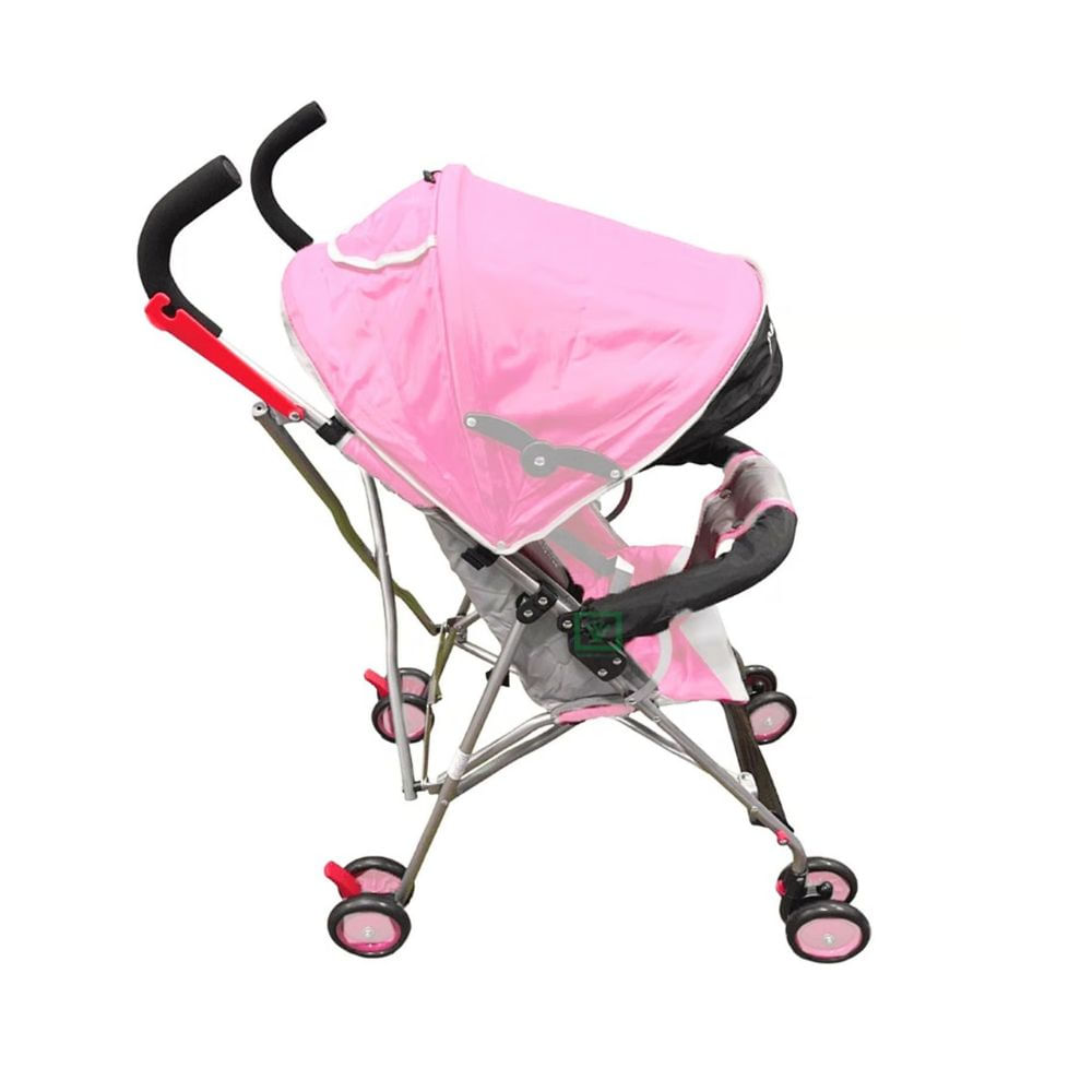 Coche bastón para bebé KANSO, capota de dos tiempos, posavasos, rosado - BK6120