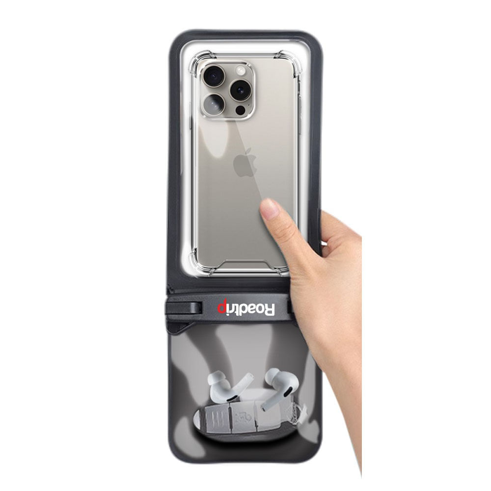 Imagen 2 del producto Protector acuático para celular certificación IPX8, doble compartimento, negro