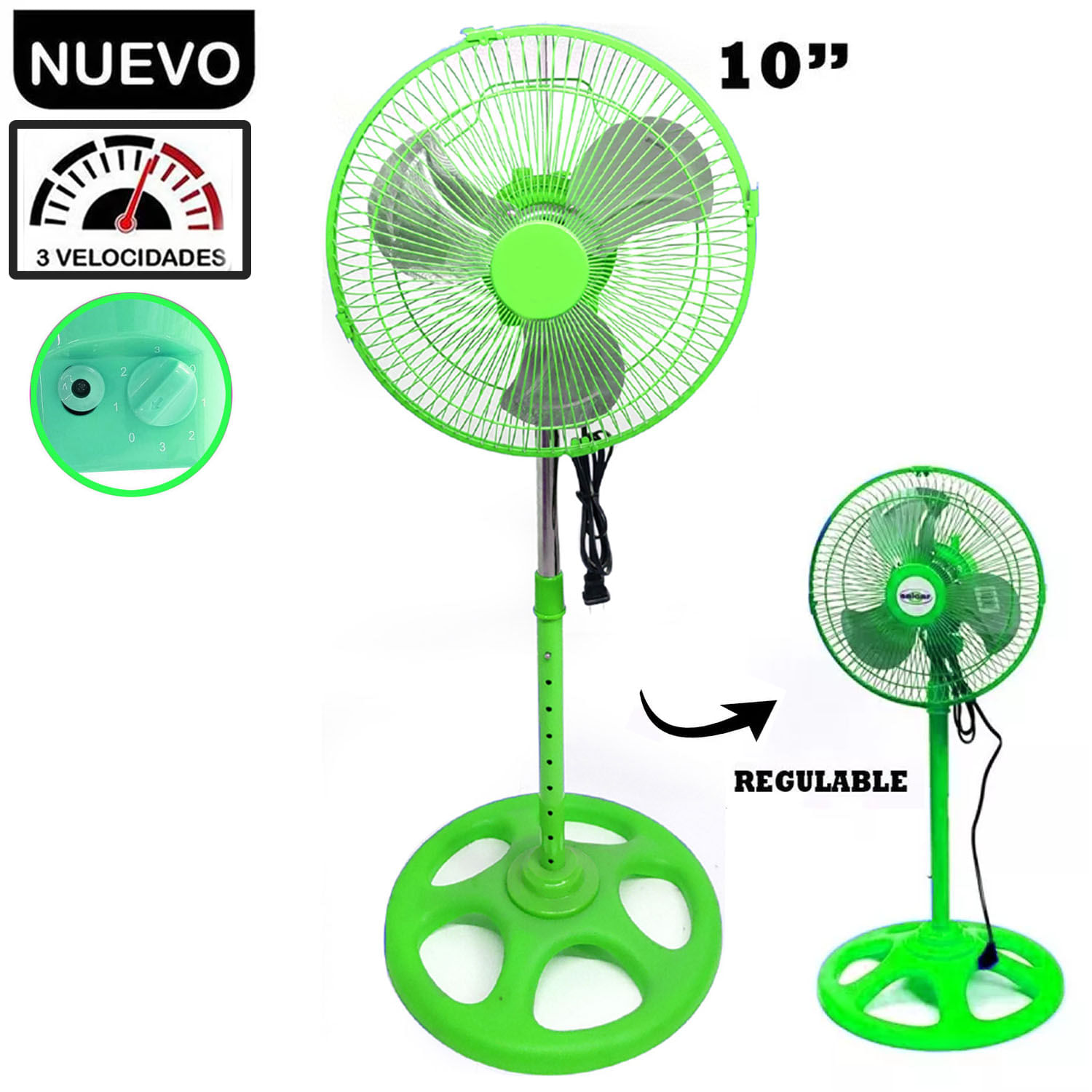 Imagen 2 del producto Ventilador pedestal de 10"", 60w, 3 velocidades, baja vibración