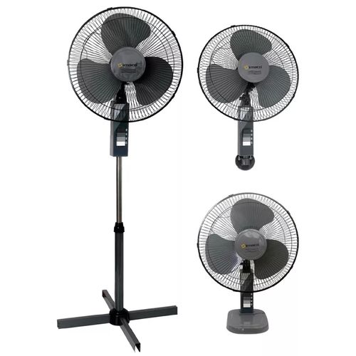 Ventilador de 3 aspas para mesa, pared, pedestal, 45W, 3 velocidades, negro
