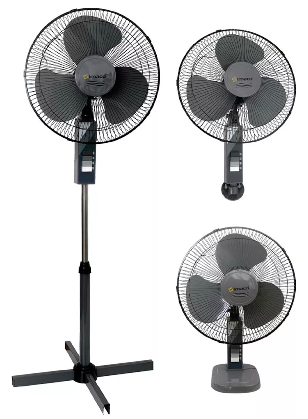 Ventilador de 3 aspas para mesa, pared, pedestal, 45W, 3 velocidades, negro