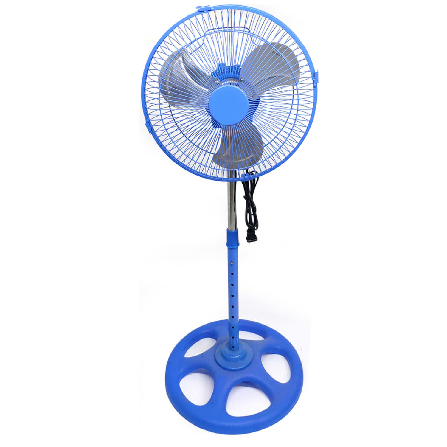 Ventilador pedestal de 10", 60w, rejilla de seguridad cromada, celeste