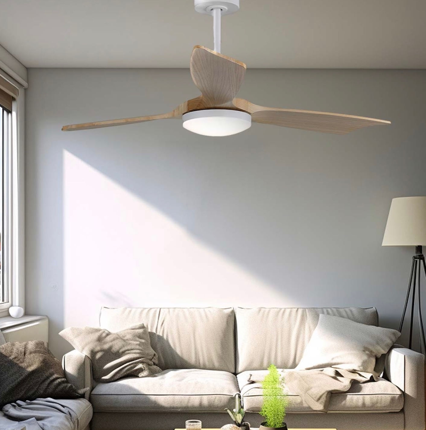 Imagen 2 del producto Ventilador de techo de 52"", 3 aspas en madera, 35W con luminaria LED