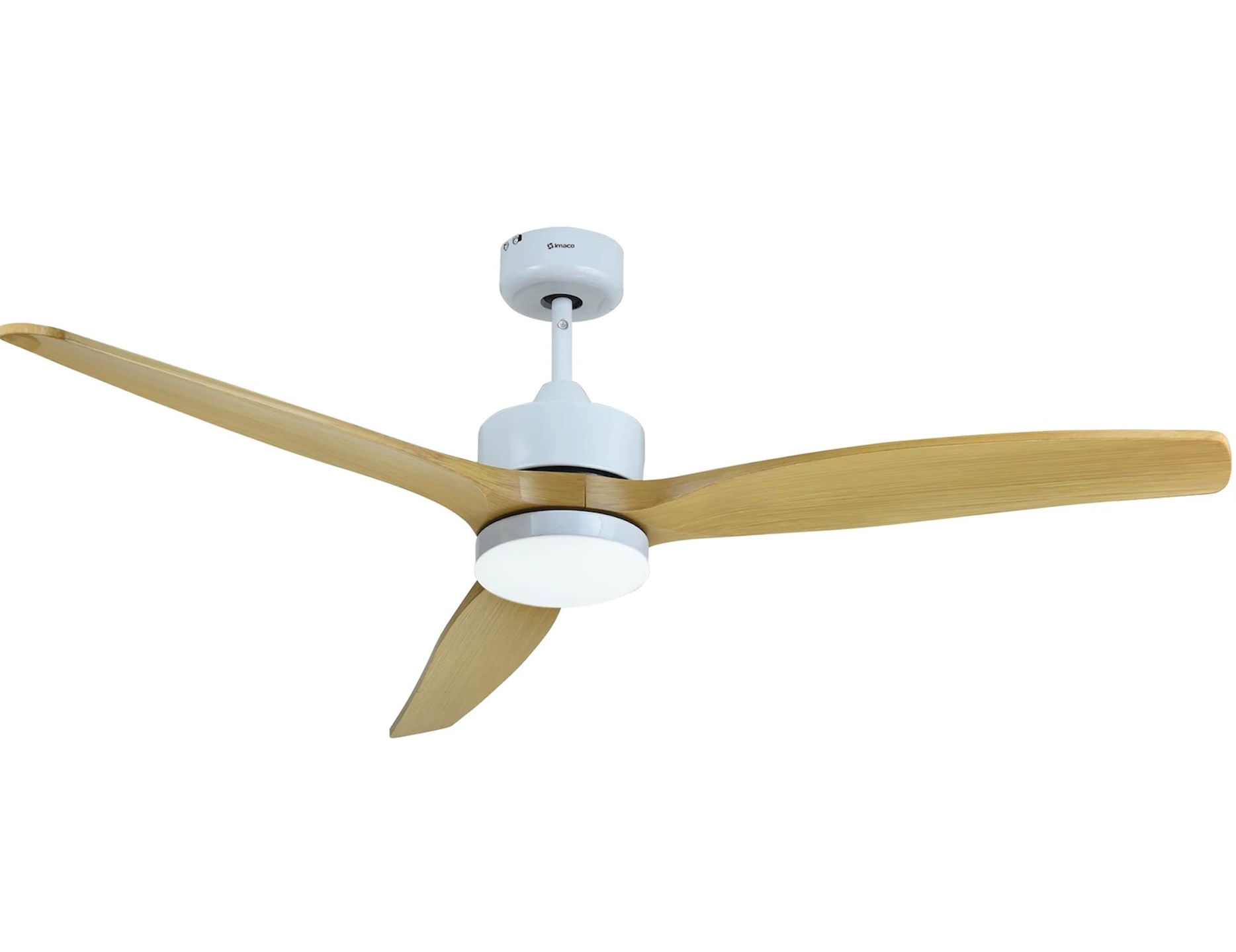 Ventilador de 3 aspas, 52", 35W, techo con luminaria led, madera