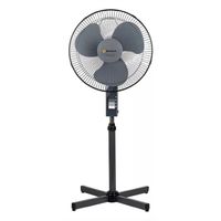 Ventilador de pedestal, 16"", 3 velocidades, 45W, altura ajustable, negro