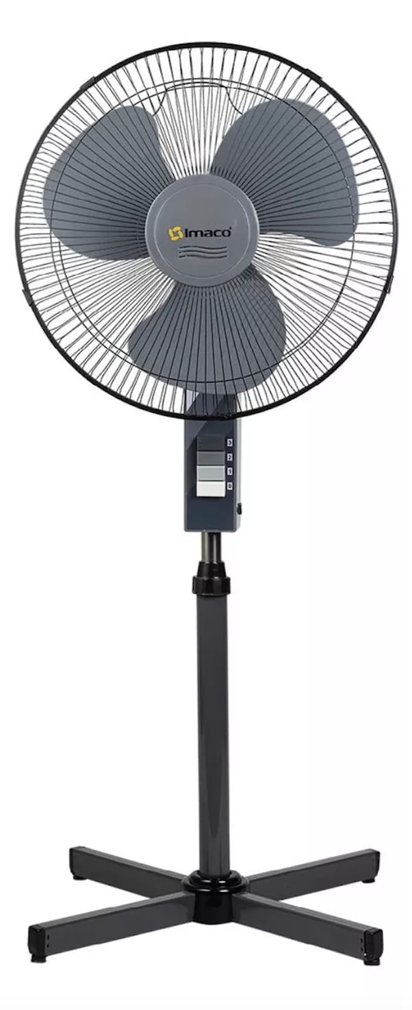 Ventilador de pedestal, 16", 3 velocidades, 45W, altura ajustable, negro