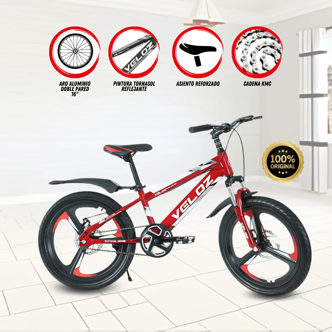 Imagen 2 del producto Bicicleta Palmeira Aspa II para niño, 16"", piñon de 16, frenos de disco, rojo