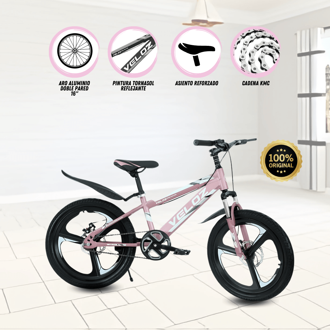 Imagen 2 del producto Bicicleta Palmeira Aspa II para niño, 16"", pedales de aluminio, rosada