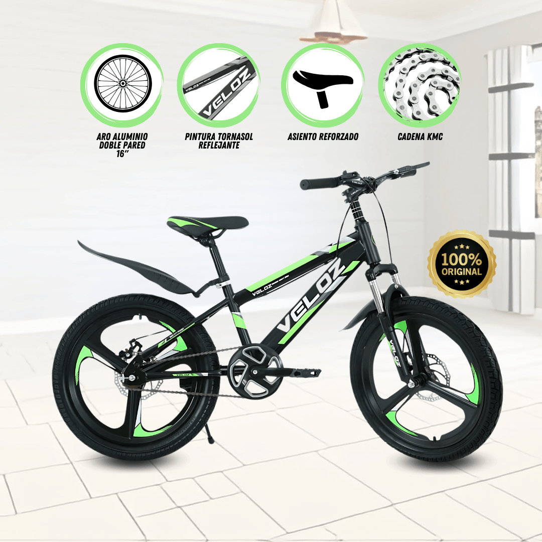 Imagen 2 del producto Bicicleta palmeira aspa, aro 16"", timón y codo de aluminio reforzado, verde