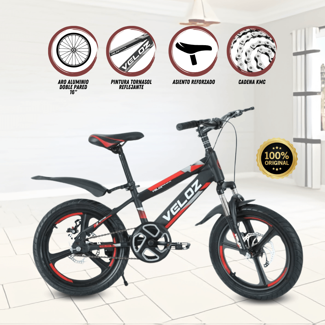 Imagen 2 del producto Bicicleta palmeira aspa, aro 16"", timón y codo de aluminio reforzado, rojo