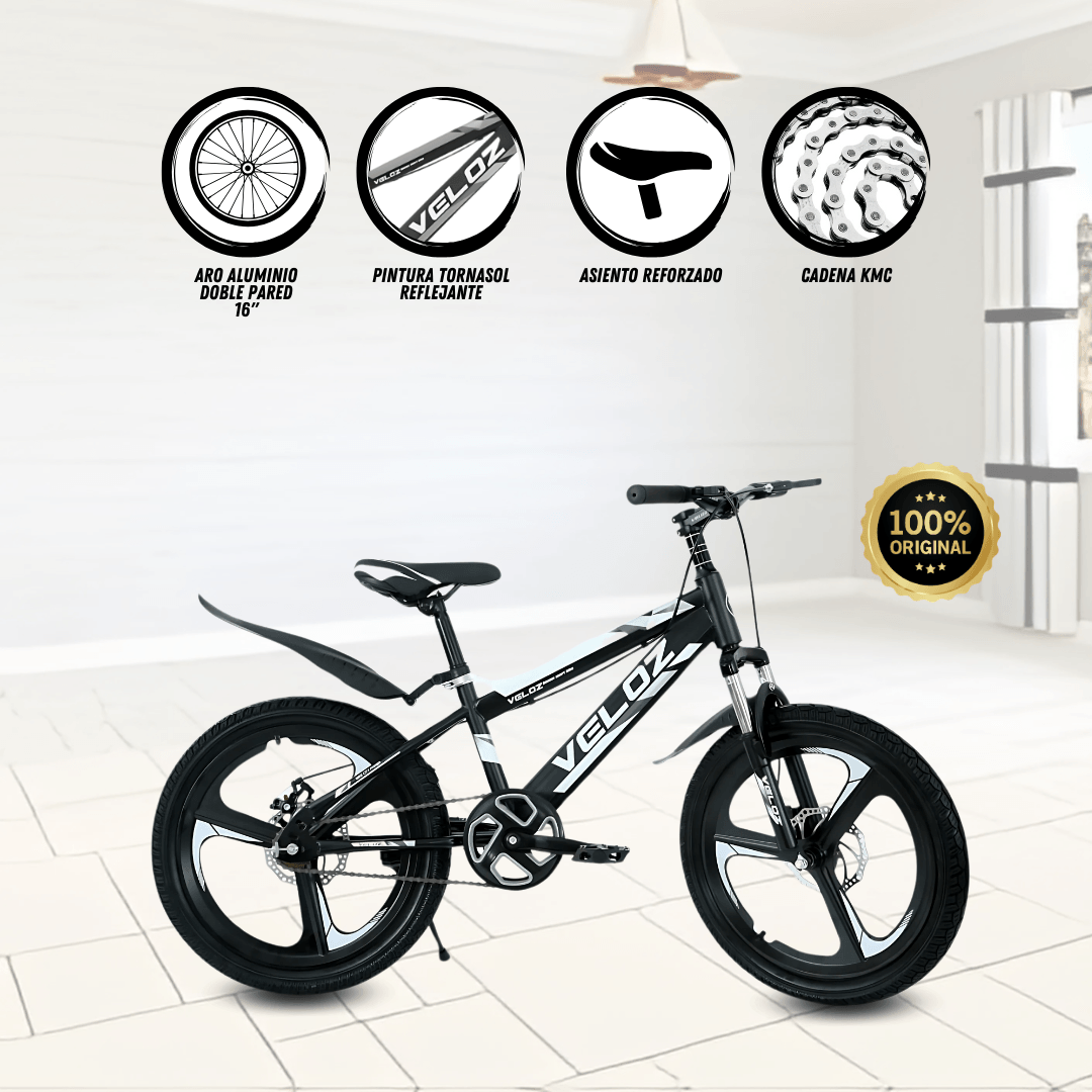 Imagen 2 del producto Bicicleta palmeira aspa, aro 16"", timón y codo de aluminio reforzado, negro