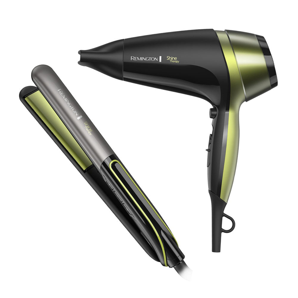 Combo Remington: Alisadora cerámica Shine Therapy + Secador de cabello 2100W