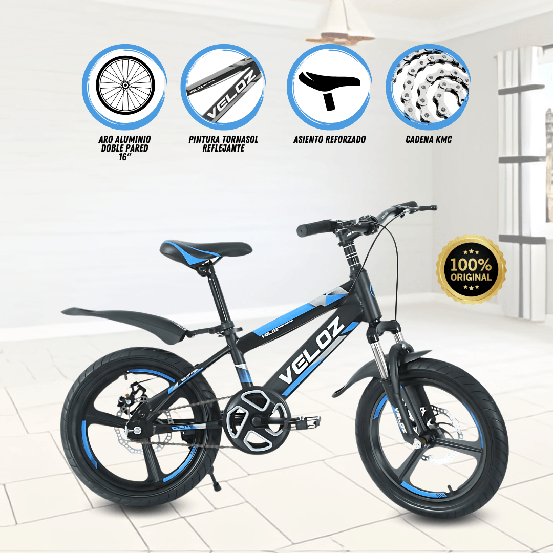 Imagen 2 del producto Bicicleta palmeira aspa, aro 16"", timón y codo de aluminio reforzado, azul