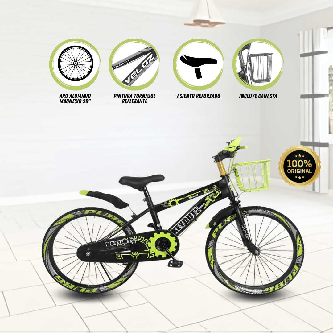 Imagen 2 del producto Bicicleta deportiva Ashvin II, aro 20"", timón y codo de aluminio reforzado, canasta verde
