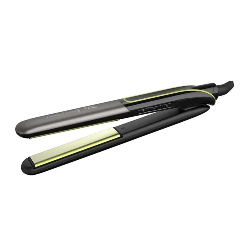 Imagen 2 del producto Alisadora Remington Shine Therapy placas cerámica de palta y macadamia, 230°C, cable 1.8 m, negro y verde