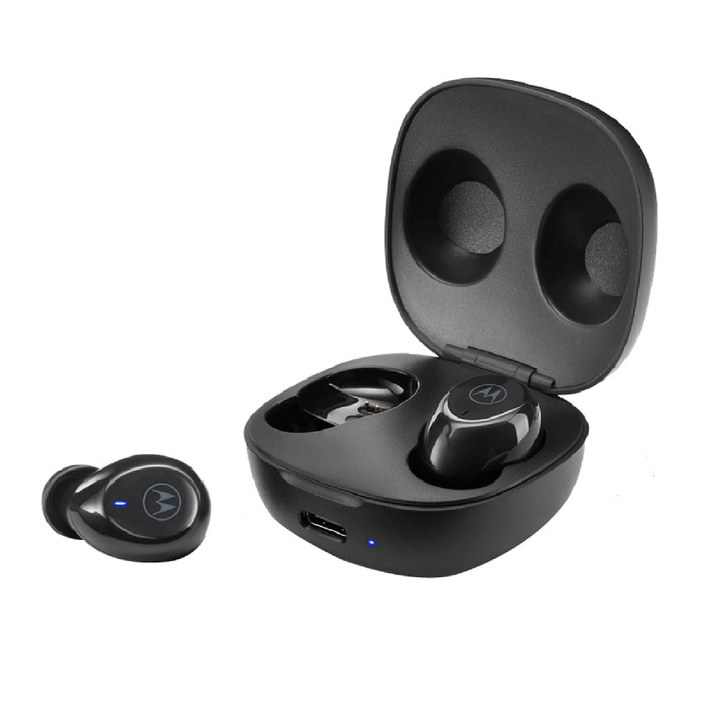 Imagen 1 del producto Audífonos bluetooth True Wireless Motorola Moto Buds 105 cancelación de ruido, resistencia IPX5, duración máx. 21 horas con estuche de carga, negro